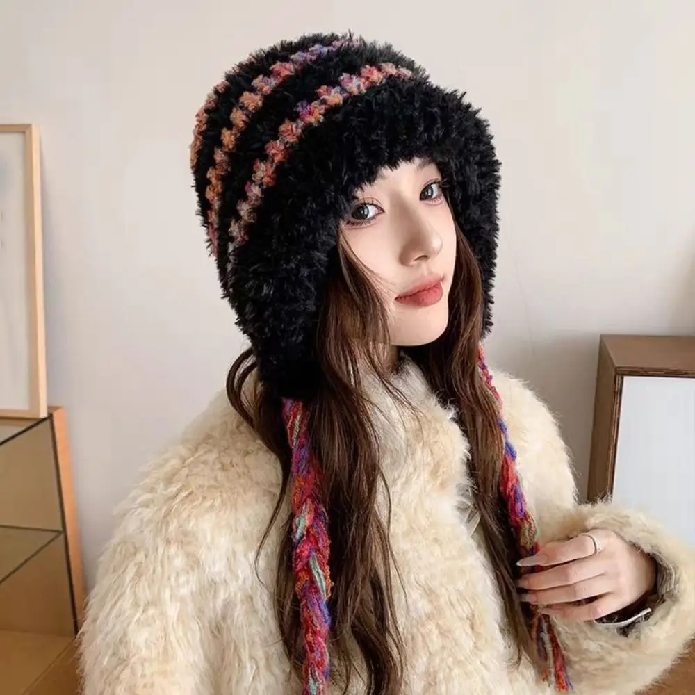 Подарки, шапка для защиты ушей в корейском стиле, мягкая ветрозащитная вязаная теплая шапка, красочная дышащая пушистая шапка-бини, осень и зима