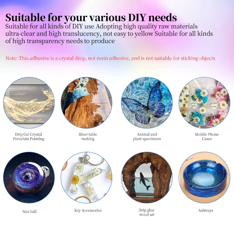 Transparent Epoxy Resin Kit Bubbles Free Epoxy Resin Glue High Hardness DIY Supplies for Art Casting Resin,Jewelry Projects