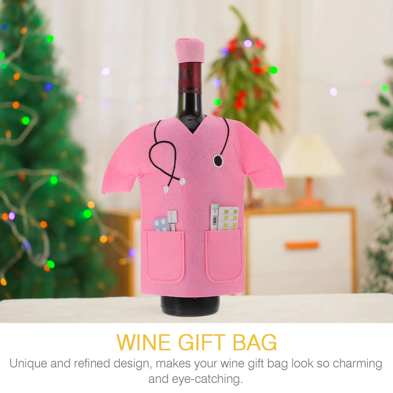 

2Sets Wine Gift Bag Durable Non-Woven Fabric Decorative Wine Bottle Bags Wrapping Pouches for Festival Gift Bags