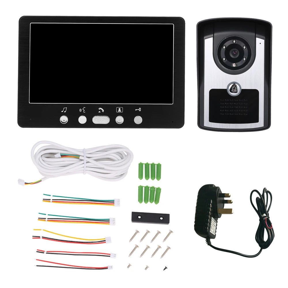 7 inch Monitor HD Camera Video Door Phone Doorbell Intercom System IR Night Vision Wired Doorbell Camera