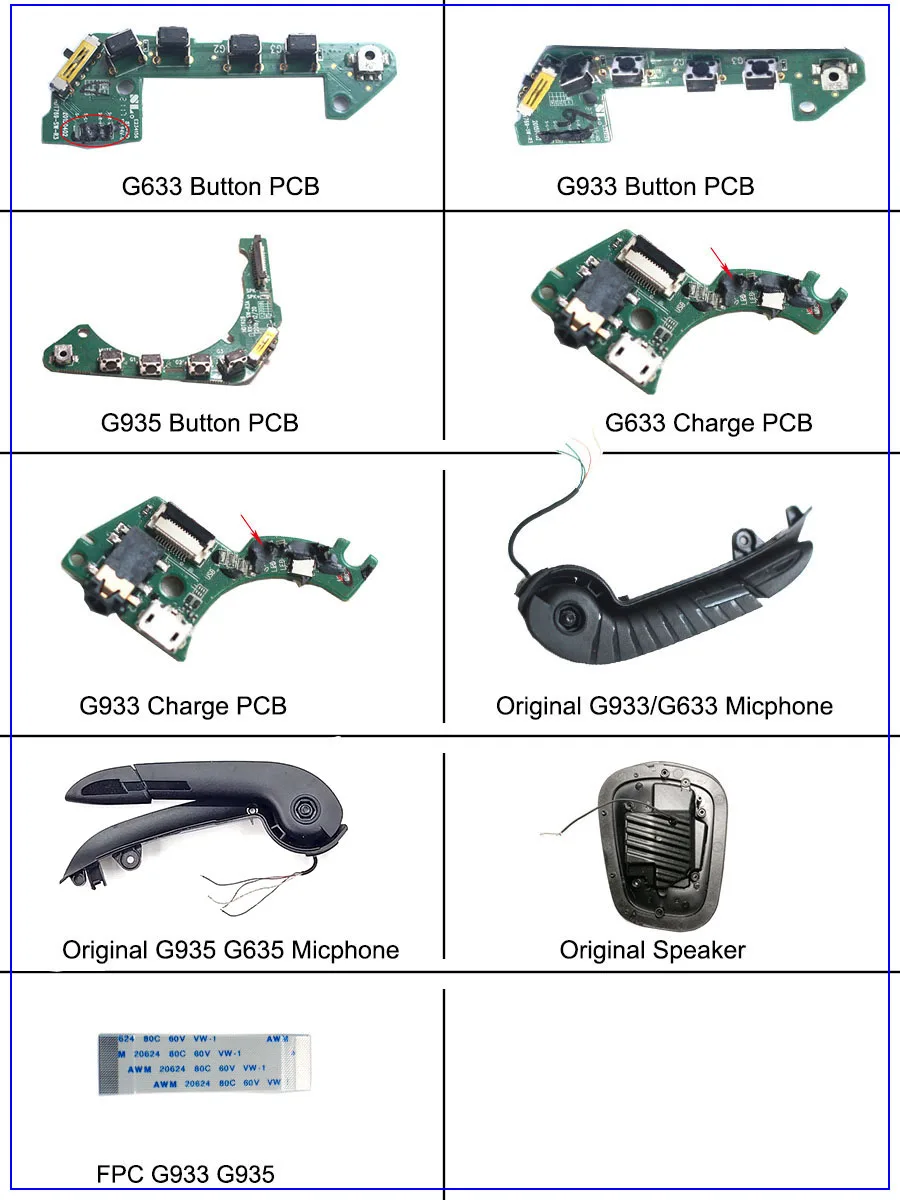 Original Microphone Of Logitech G933 G935 G633 G635 Artemis Spectrum Wireless Headphone Repair Parts