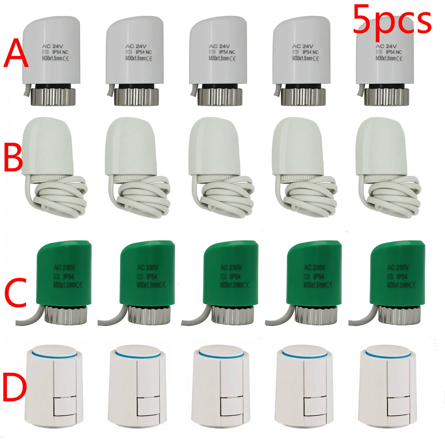 

5/10/15/18 Pieces Electric Thermal Actuator 230v 24v for underfloor Heating manifolds NO NC Actuator Normally Closed Open