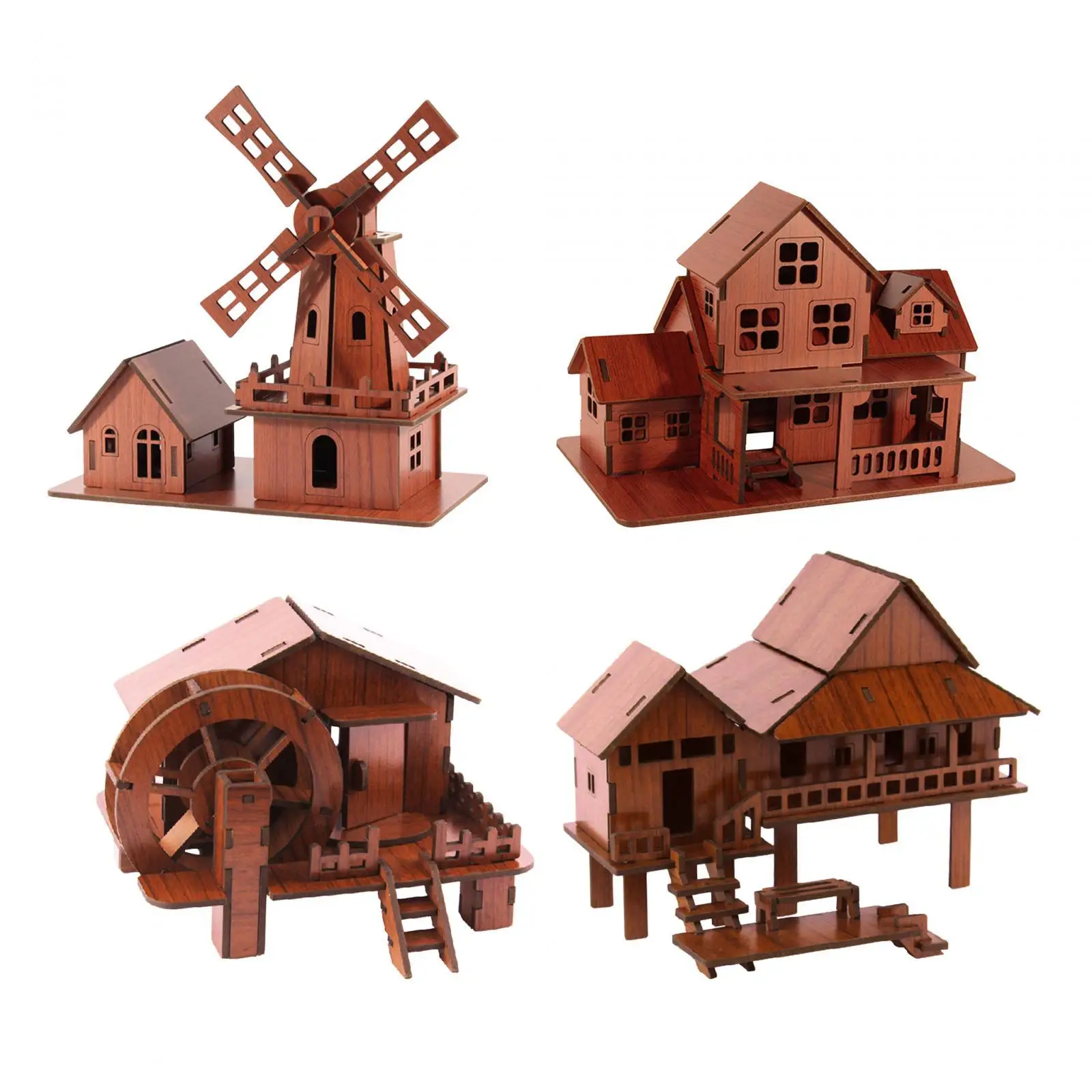 

3D Puzzle Architecture Handmade Cabin Building DIY Kits Kids Construction Toy