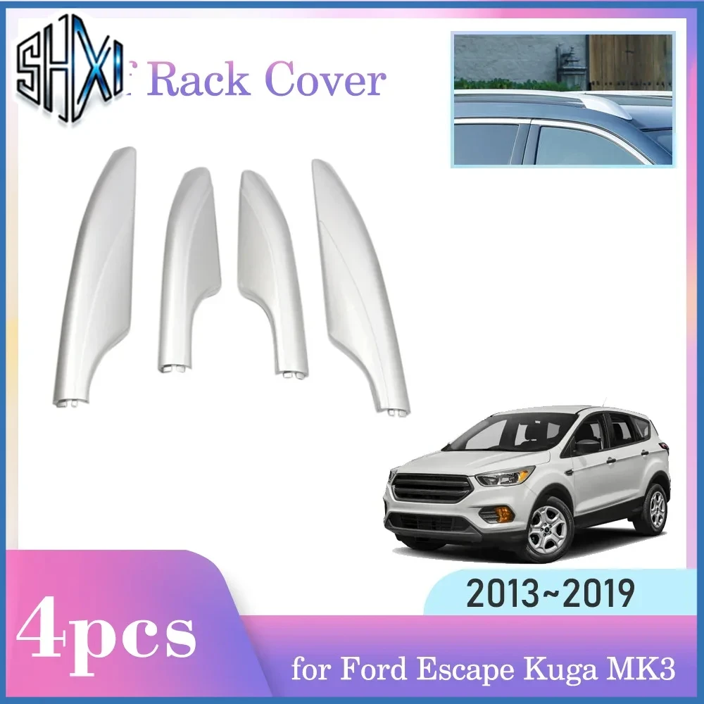 Car Roof Rack Cover for Ford Escape Kuga MK3 2013~2019 2014 2015 2016 Luggage Bar Cap Trim Rail End Shell Plasitc Accessories