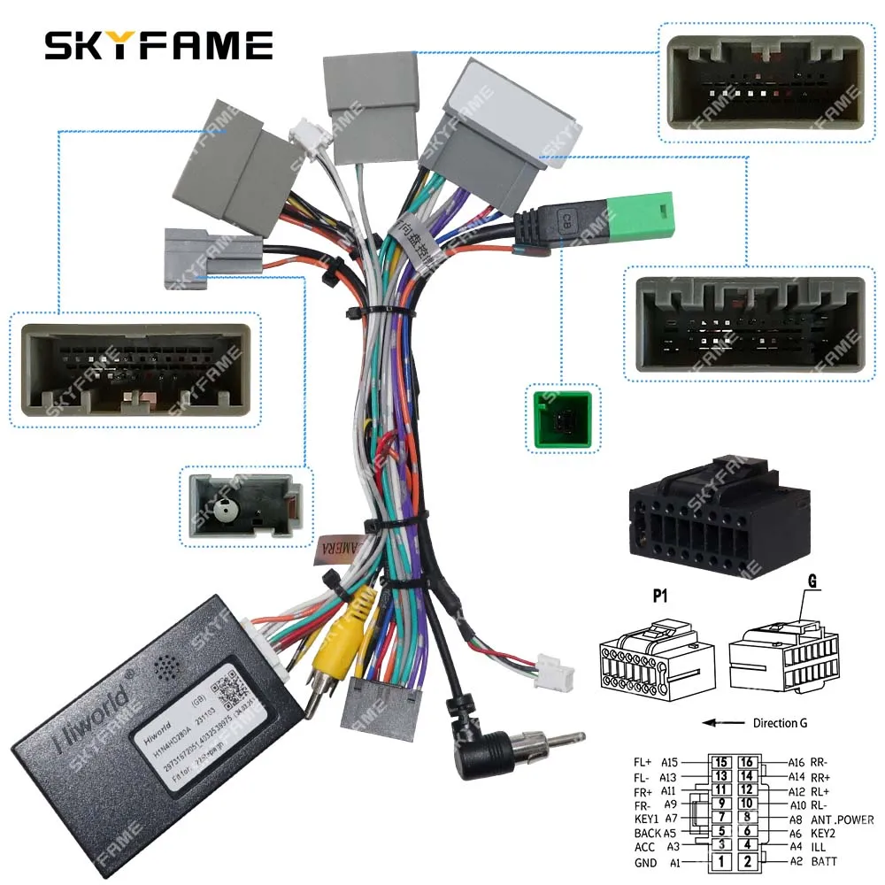 SKYFAME Car 16pin Wiring Harness Adapter Canbus Box Decode Android Radio Power Cabler For Honda Stepwgn