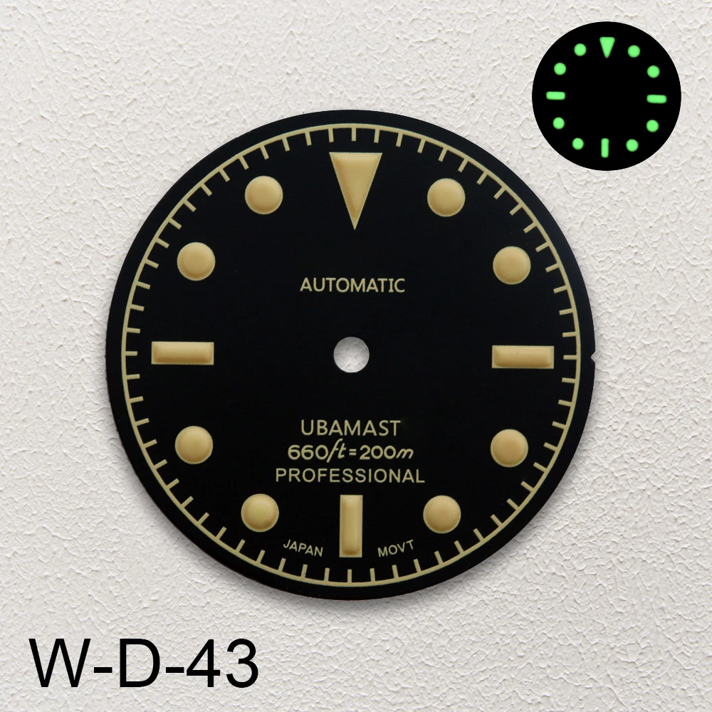 28.5mm S Logo SUB Retro Dial Fit NH35/NH36/4R/7S Japanese Movement C3 Green Luminous Watch Accessories