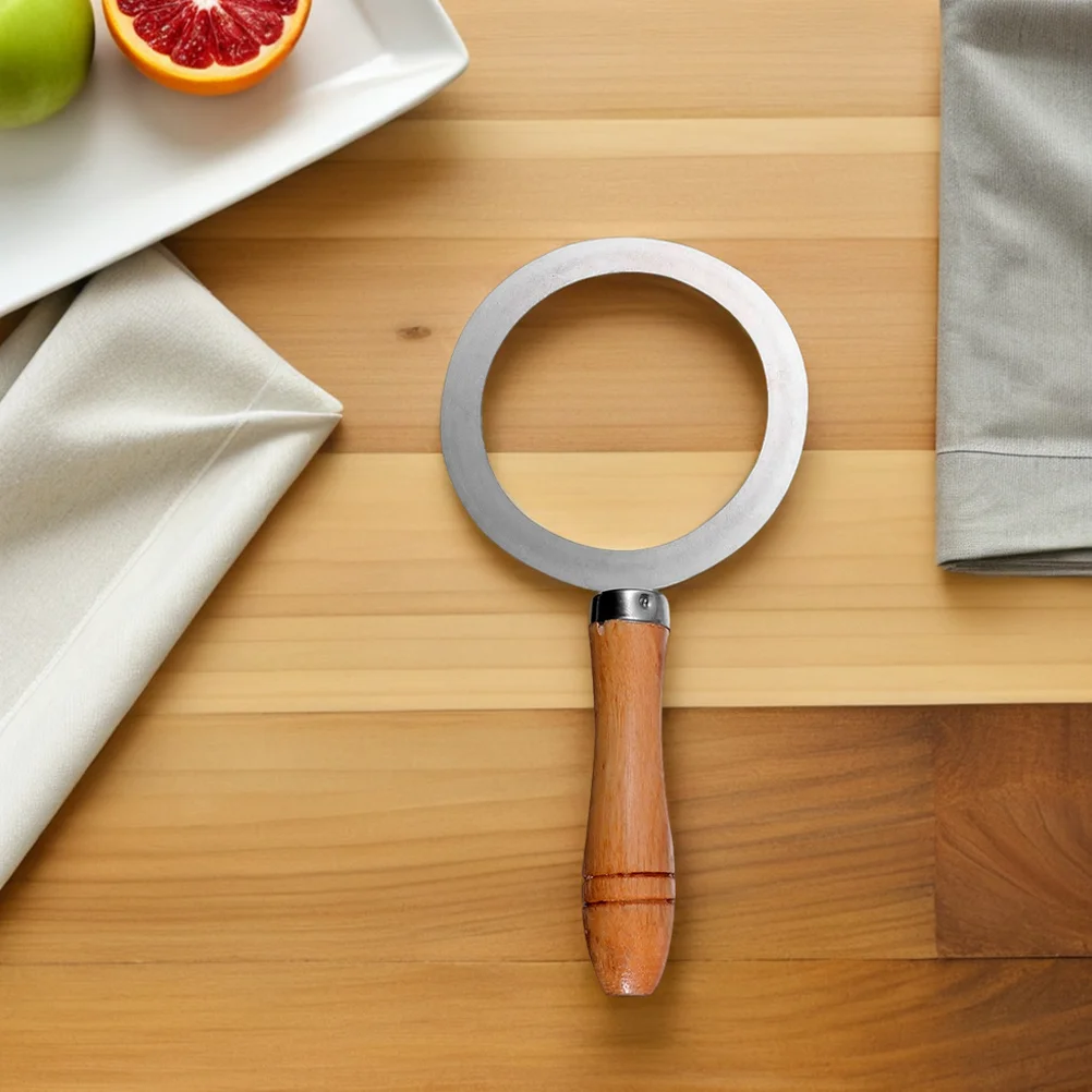 

2Pcs Stainless Steel Brulee Cup Ring Milk Tea Cup Rim Gasket Wooden Handle Heat Resistant DIY Milk Baking Ring