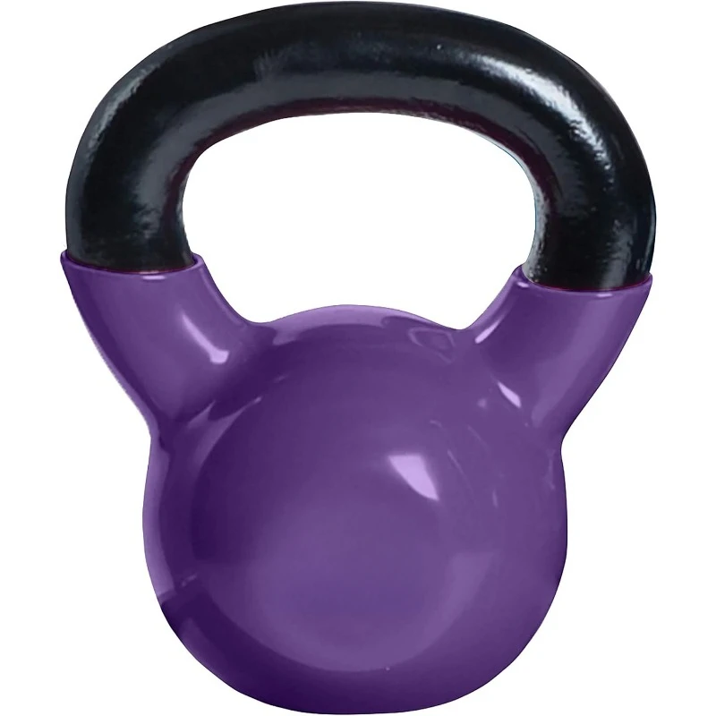 Kettlebell Weights Deluxe Cast Iron Vinyl Coated Comfort Grip Wide Handle Color Coded Kettlebell Weight Set