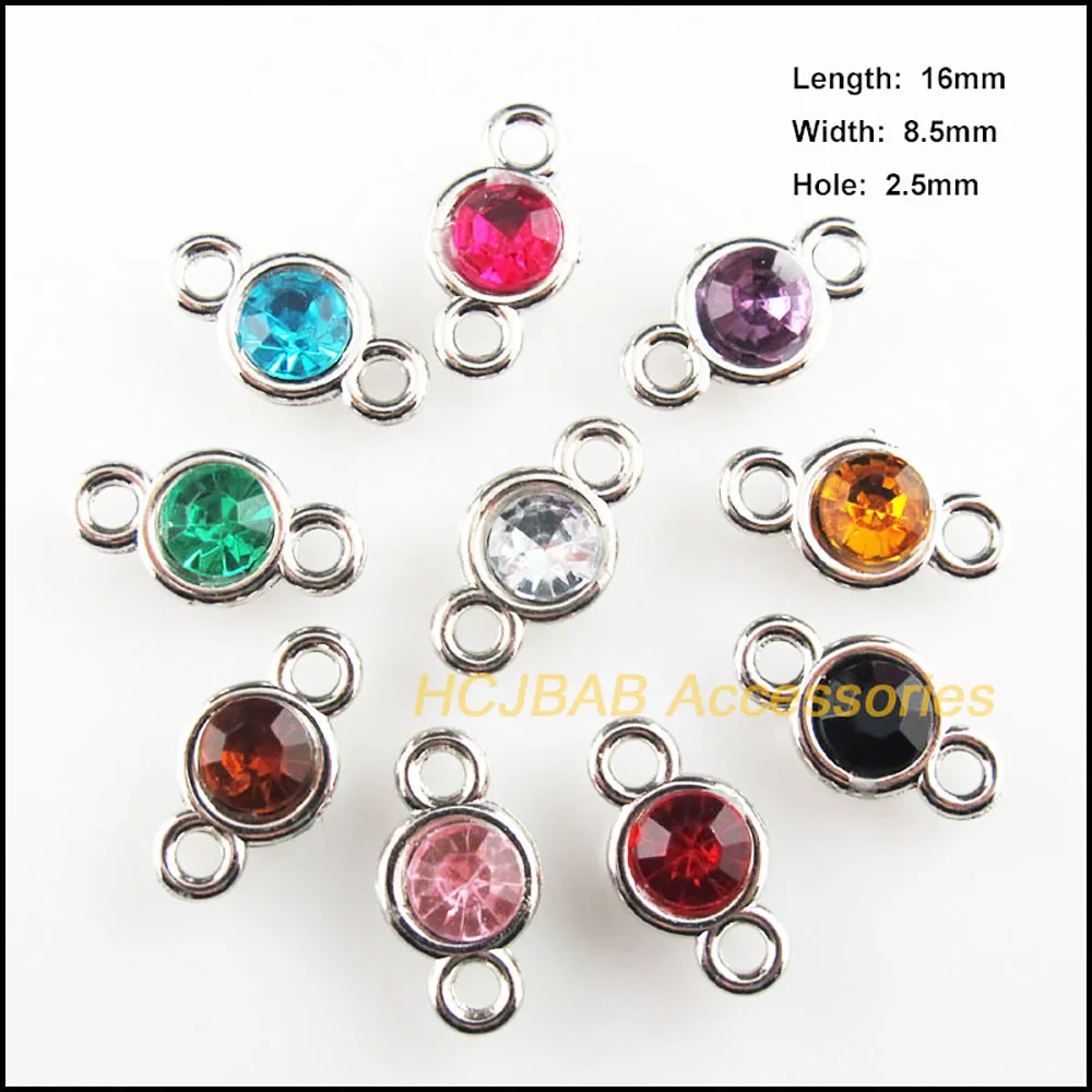 30Pcs Dull Silver Plated Charms Mixed Acrylic Pendants