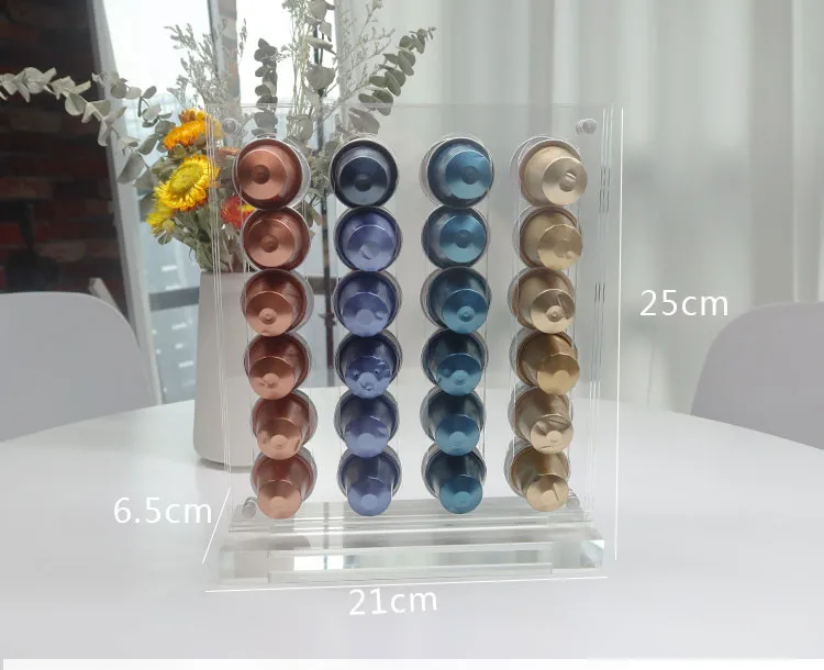 48 PCS Acrylic Nespresso Coffee Capsule Holder Stand Coffee Sets Pod Storage Shelves Storage Dispensing Tower Display