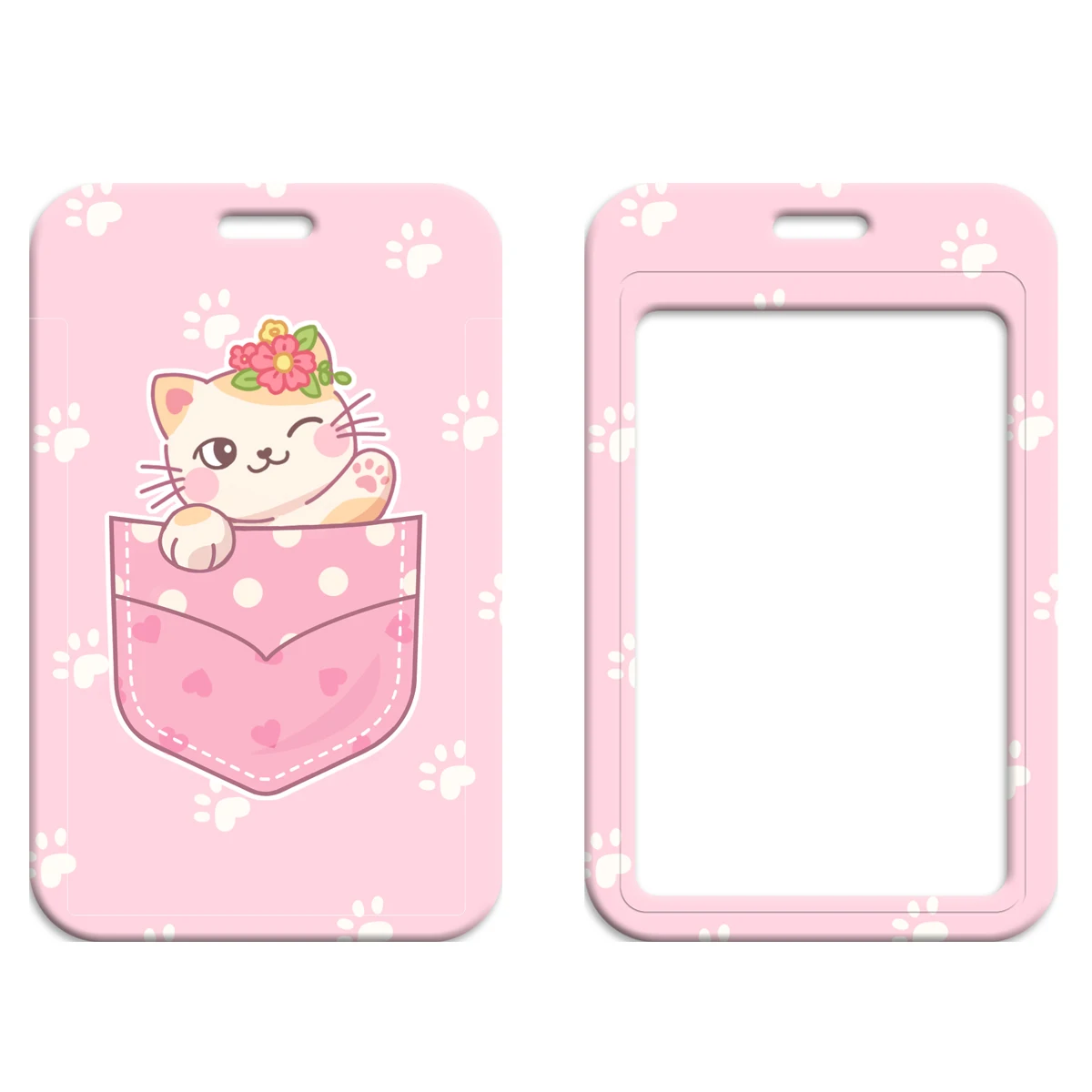 Pink Cat Mobile Phone Lanyard Card Holder Key Lanyard ID Card Cover Badge Holder Business Phone Key Lanyard Neck Strap Keychain