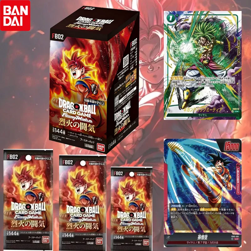 

Оригинальный Bandai Dragon Ball, суперкарточная игра Fusion World Booster Pack FB02, огненный боевой дух, японский коллекционный TCG, подарок