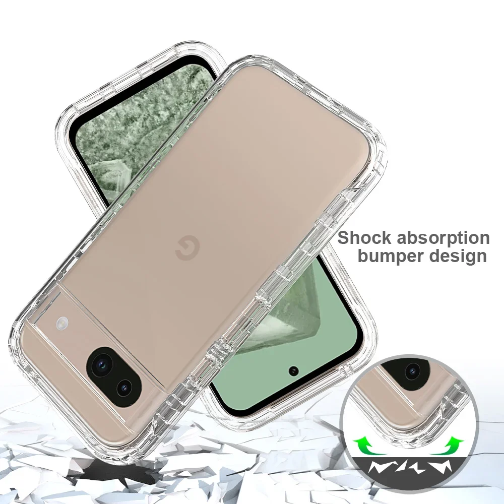 Fit Google Pixel 8A 5G / Pixel 8 Pro 5G Transparent Case Hybrid Shockproof Tpu/pc Shell Dual Layer Candy Color Cover Funda Capa