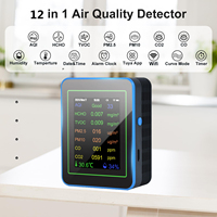 Upgrade 12-in-1 Tuya WiFi Air Quality Detector Digital Rechargeable Monitor with AQI PM2.5 PM10 TVOC CO CO2 Temp for Home Office
