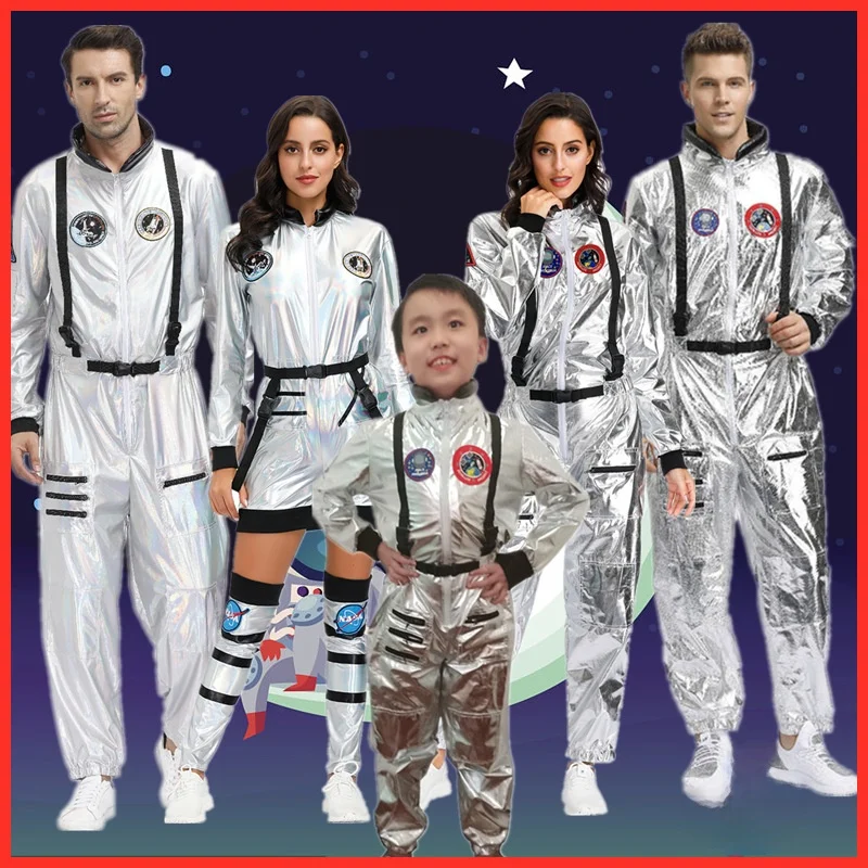 

2026 New Halloween Couples Earth Roaming Space Suit Children Uniform Men's Women's Astronaut Costume Halloween Party Props