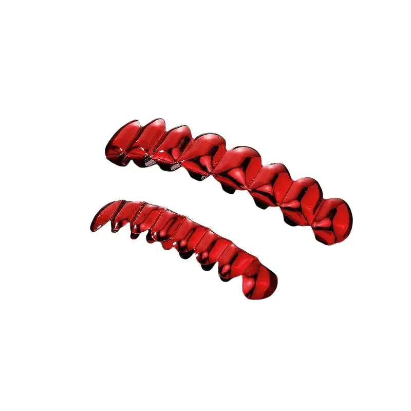 Rotes Spiegel-Hip-Hop-Grillz-Set 8 Zähne Oben und Unten Grills Y2K Party Cosplay Zähne Halloween-Schmuck für Männer und Frauen – Detail 6
