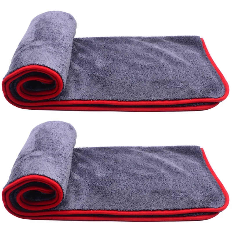 

2X 1000GSM 90X60cm Large Size Thick Plush Microfiber Towel Car Wash Clean Cloths Microfibre Wax Polishing Towel