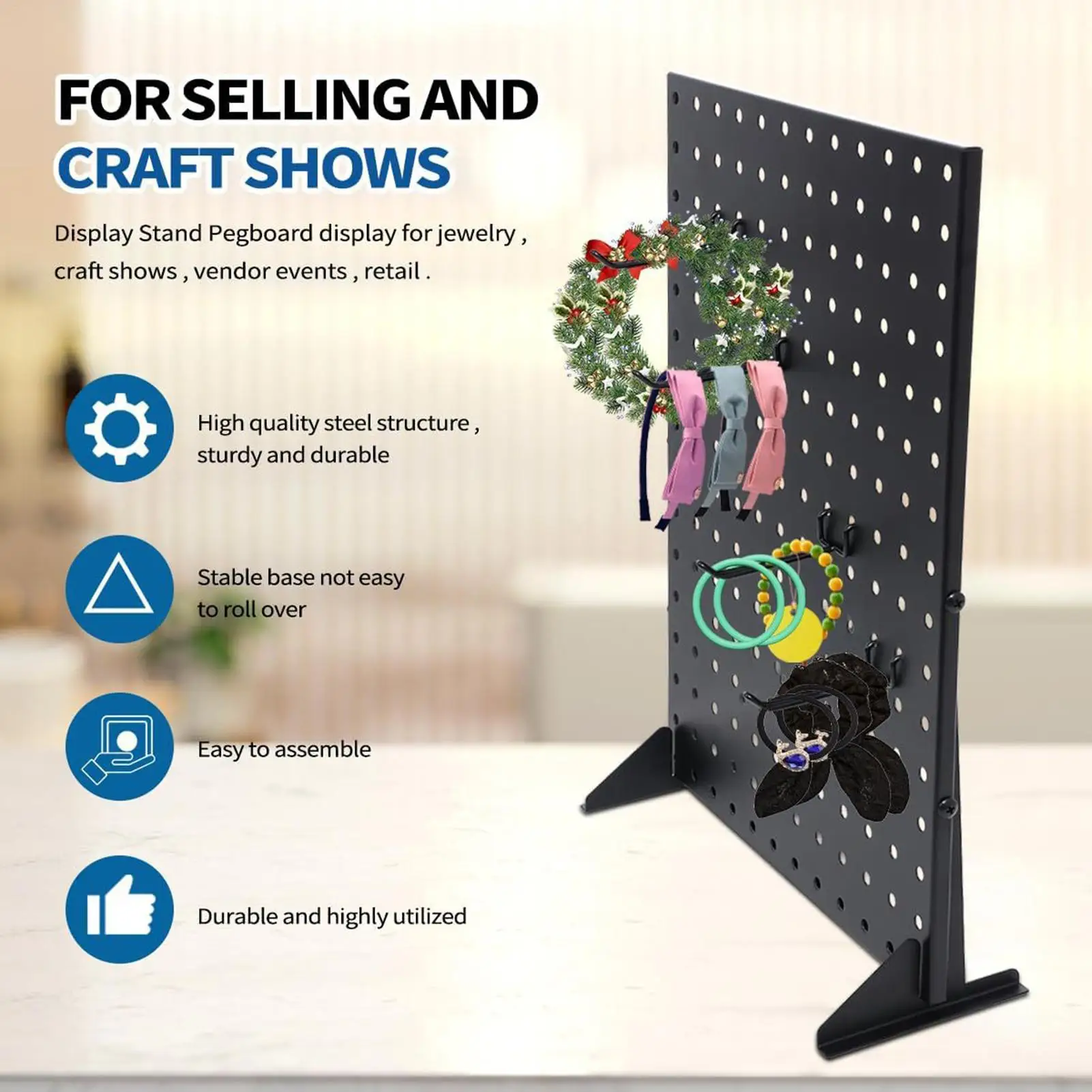 Home Study Storage Pegboard Multi-purposel Hooks Suitable for Displaying Figurines, Desk-Top Standing & Clip-On Storage