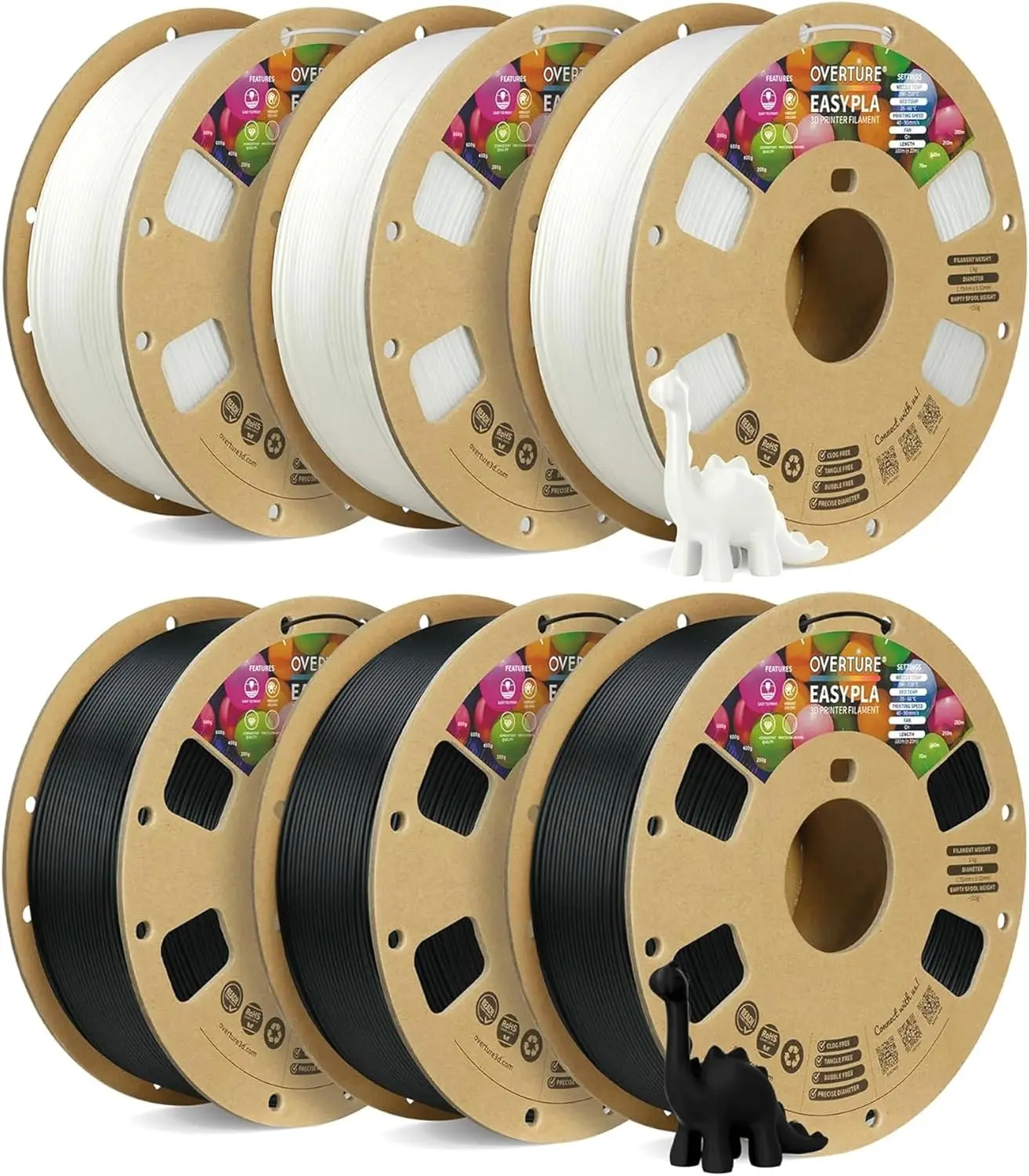 

6KG PLA 1.75mm 3D Printer Filament Bundle, 6 Pack with Easy Printing, High Accuracy for Most Printers