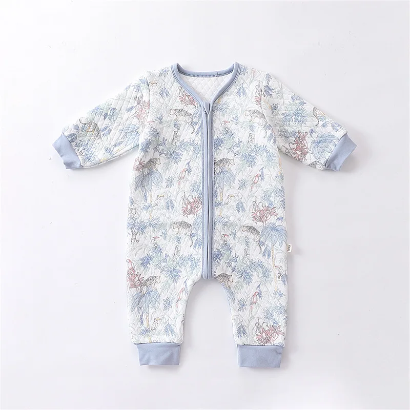 

Winter 0-2 Year Ins Infant Girl Bodysuit Cartoon Elephone Print Zipper Cotton Long Sleeve Newborn Girl Jumpsuit Baby Girl Romper