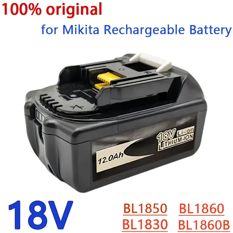 100% Original Makita 12Ah para Makita lpega 18V batería BL1830B BL1850B BL1850 BL1840 BL1860 BL1815 batería de litio de repuesto