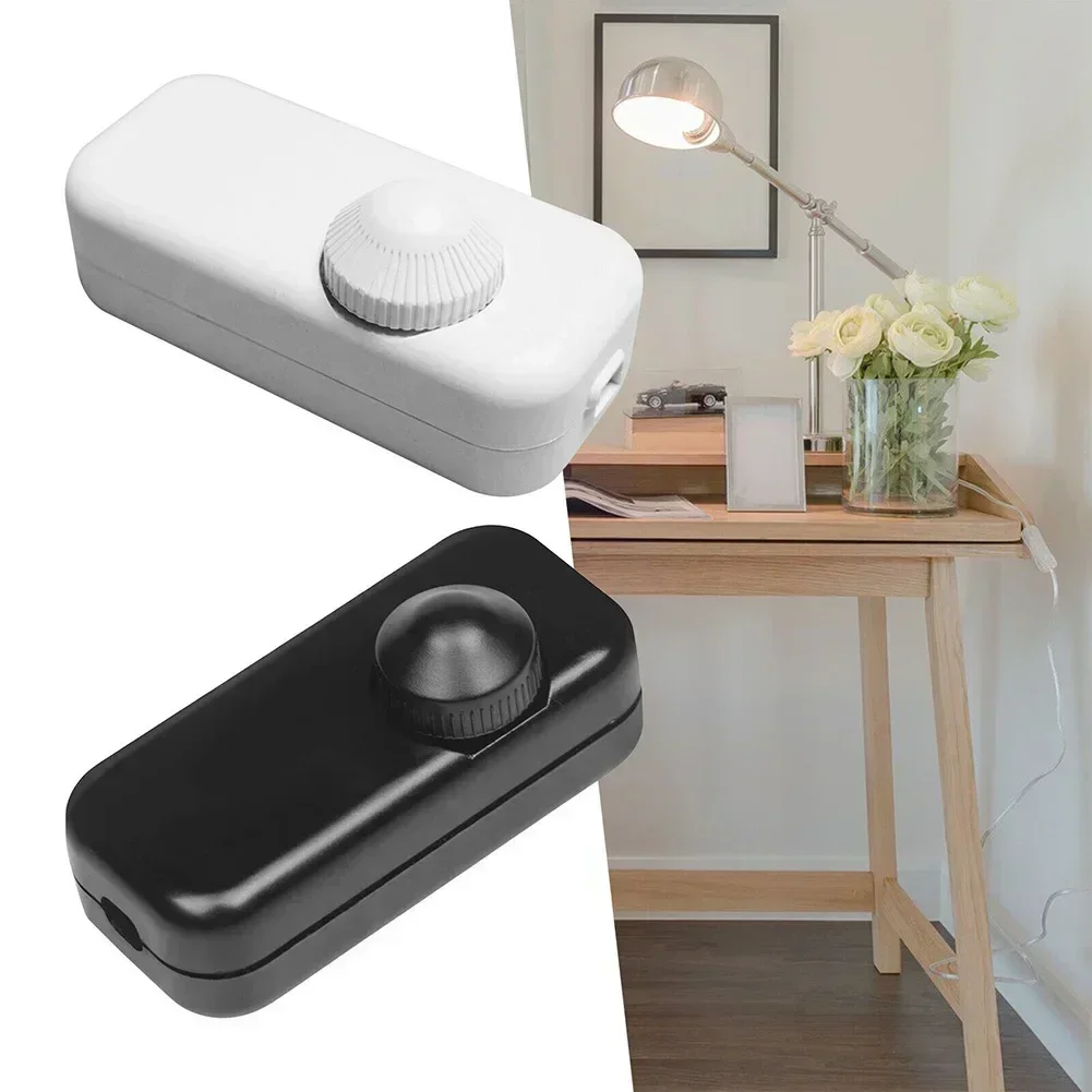 Sakelar peredup LED แบบอินไลน์ในตัวตัวควบคุมปุ่มเปิด/ปิดแบบหมุนในตัวหรี่ไฟโต๊ะโคมไฟตั้งโต๊ะสายเคเบิล/สลับ/โยก/สวิตช์ควบคุม