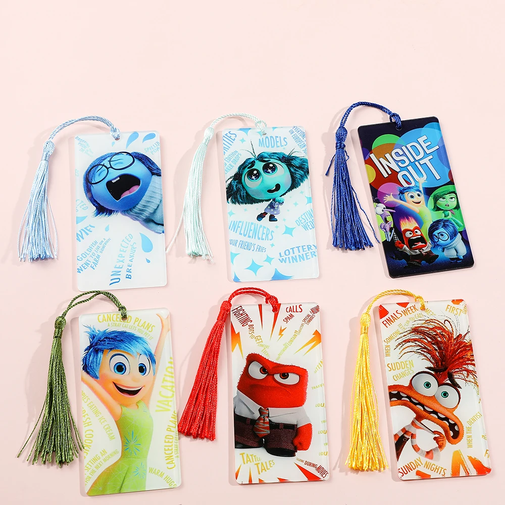 Acrylic Inside Out Bookmark Anime Sadness Joy Anger Disgust Fear Cartoon Movie Periphery for Fans Collect Souvenir Gifts