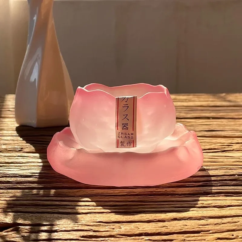 Glass Pink Lady Frosted Glass Tea Set China-Chic Cover Bowl Male Cup Glass Cup Female Host Tea Cup Tea Cup Simplicity Gifts view 3