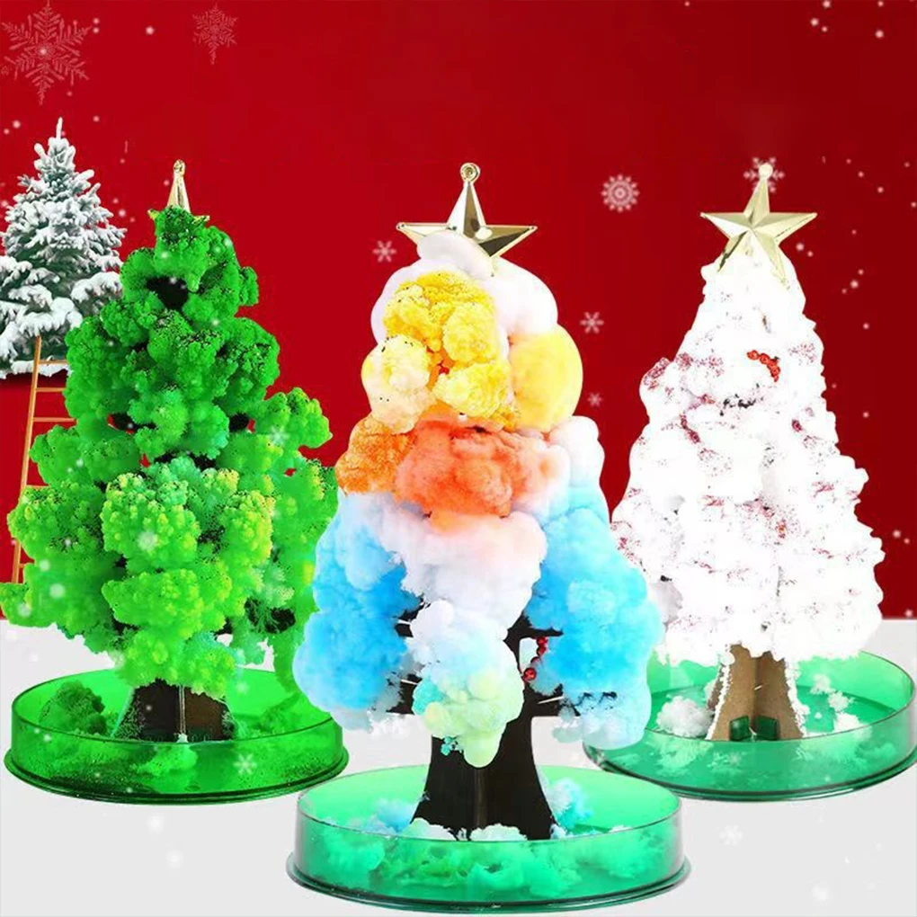 3pcs Magic Growing Christmas Tree DIY Fun Xmas Gift Toy for Adults Kids Home Festival Party Decor Props Mini Tree