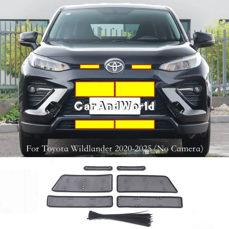 Front Grille Insect Screening Mesh Insert Net Stainless Steel Cover Trims For Toyota Wildlander 2020-2025 Car Accessories