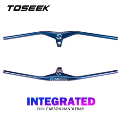 TOSEEK Mtb Handlebars And Stem 28.6mm17Degree Carbon Integrated Handlebar 3 Colors Staggered And Colorful For Mountain Bike