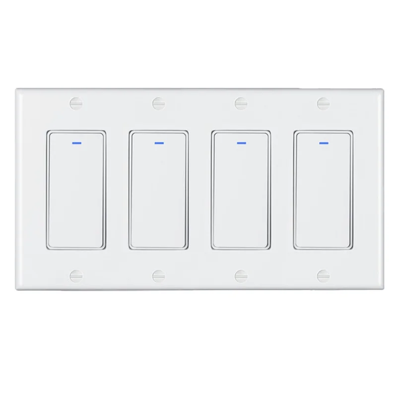 米国規格4連WiFiスマートリモコンスイッチ、モダンスタイル、Alexa Echo Dot対応、Google Home音声制御、安全