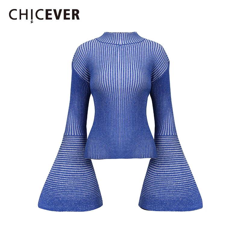 

CHICEVER однотонный свитер со складками, женский свитер с круглым вырезом и расклешенными рукавами, утягивающие повседневные ленивые женские свитера, осенняя мода, новый стиль