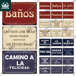 Putuo Decor Spanish Sign Vintage Metal Tin Sign Bar Pub Club Hogarena Bano Man Cave Wall Decor Iron Painting Decorative Plate