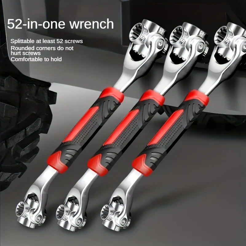 8-in-1 Iron Socket Wrench Multifunctional Double-head Sliver Ratchet with Non-Slip Grip 360° Rotation Sports&Outdoor Equipment