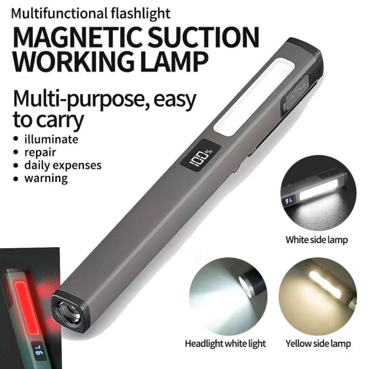

Mini Portable Pen Light LED Flashlight USB Rechargeable Torch Light with Magnet for Outdoor Home Medical Use Inspection ﻿