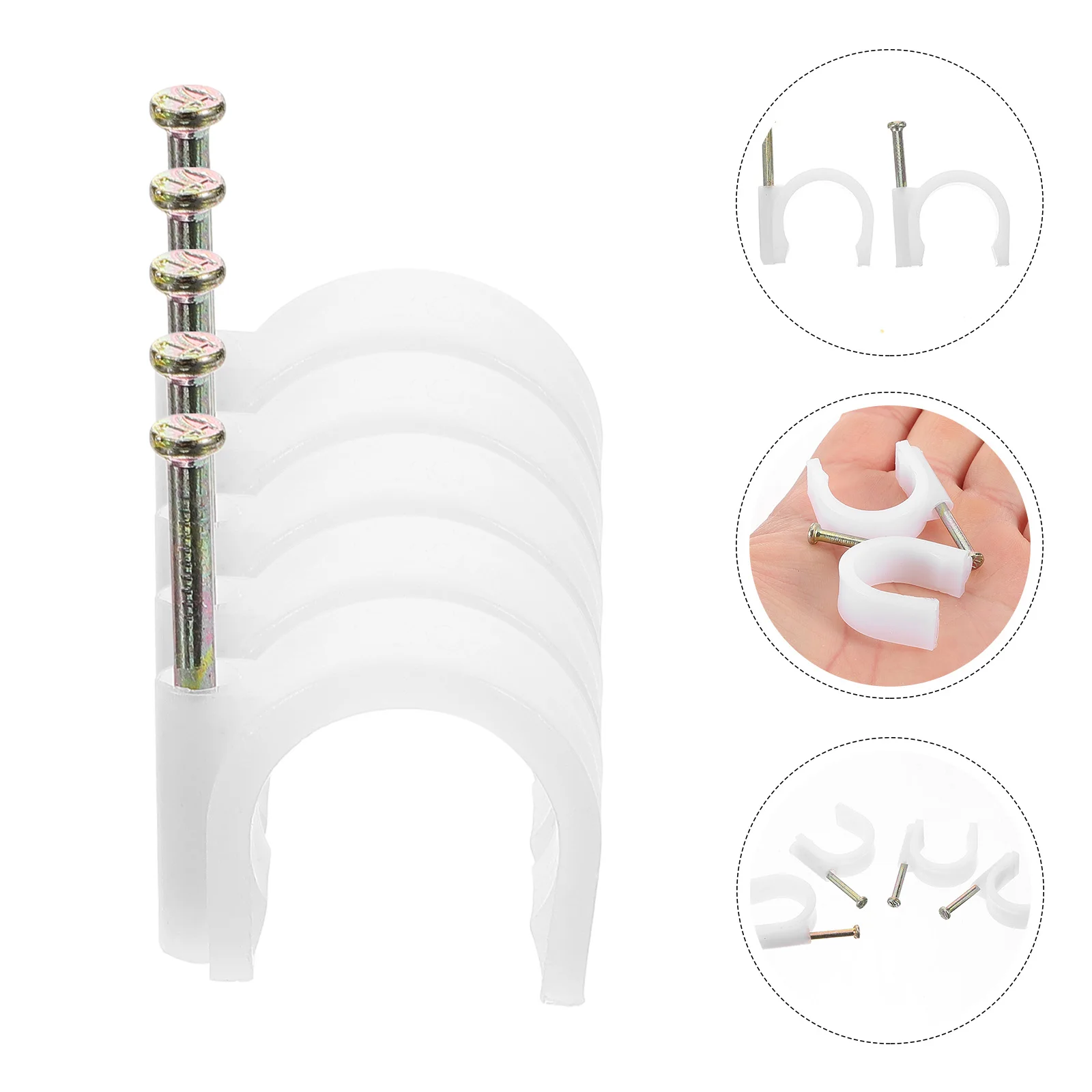

50pcs White Staples Wire Clips Steel Nail Fastener for Speaker Electrical Pipe Hook Clips For Type