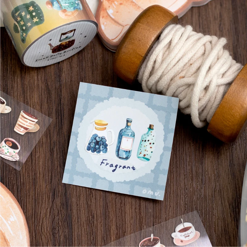 Small Daily Synthetic Paper Tape Coffee Building Pattern Hand Account Creation  DIY Scrapbook Photo Frame Decoration Sticker