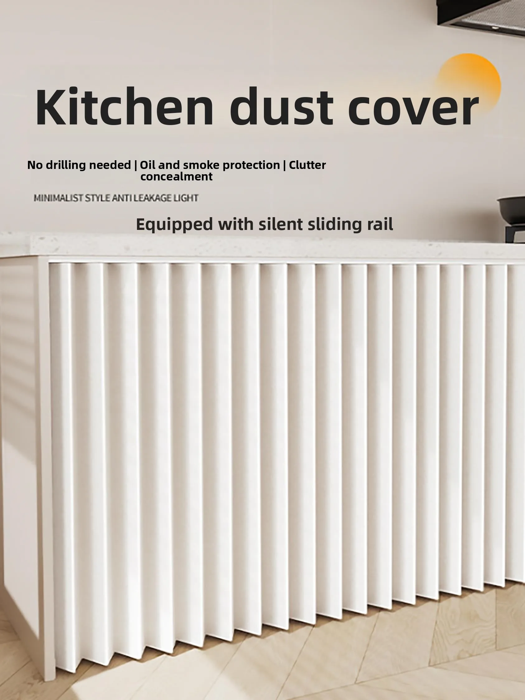 

Invisible Kitchen Cabinet Door Covering Curtain Waterproof Oil-resistant No-drilling Foldable Modern mat Sle Room Pa...