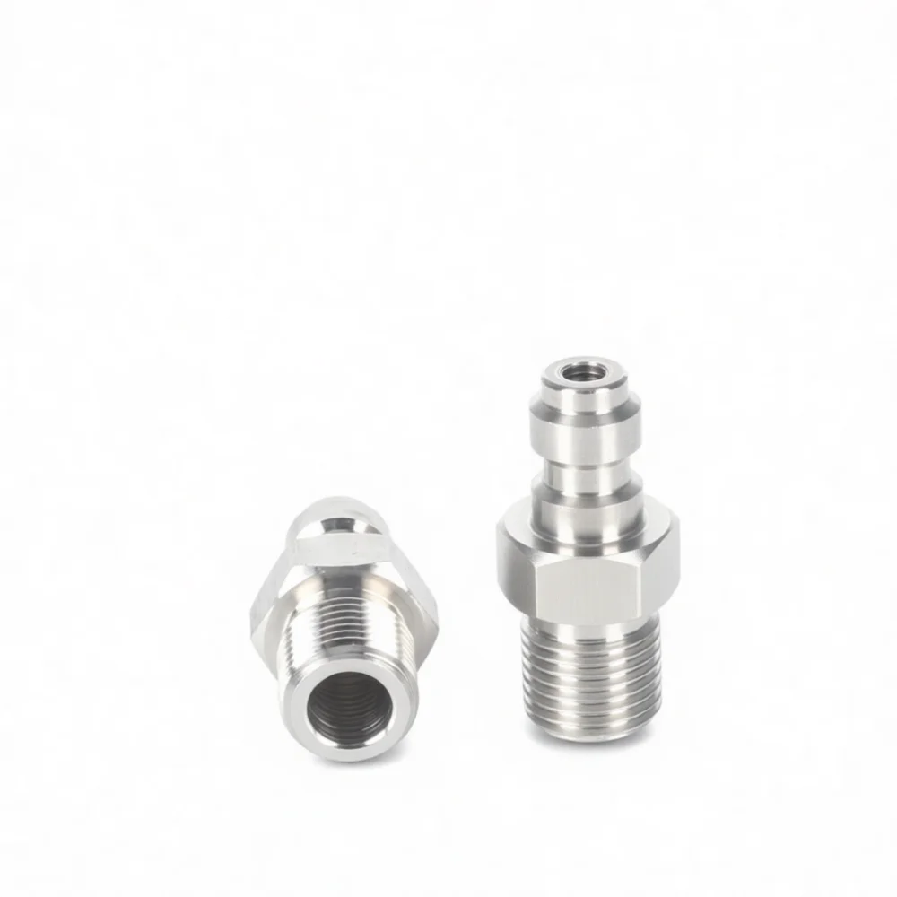 Industrial Quick Connection Male Adapter 8mm Hose Air Fitting Stainless Steel Plug With Built In Check Valve M10X1 1/8NPT