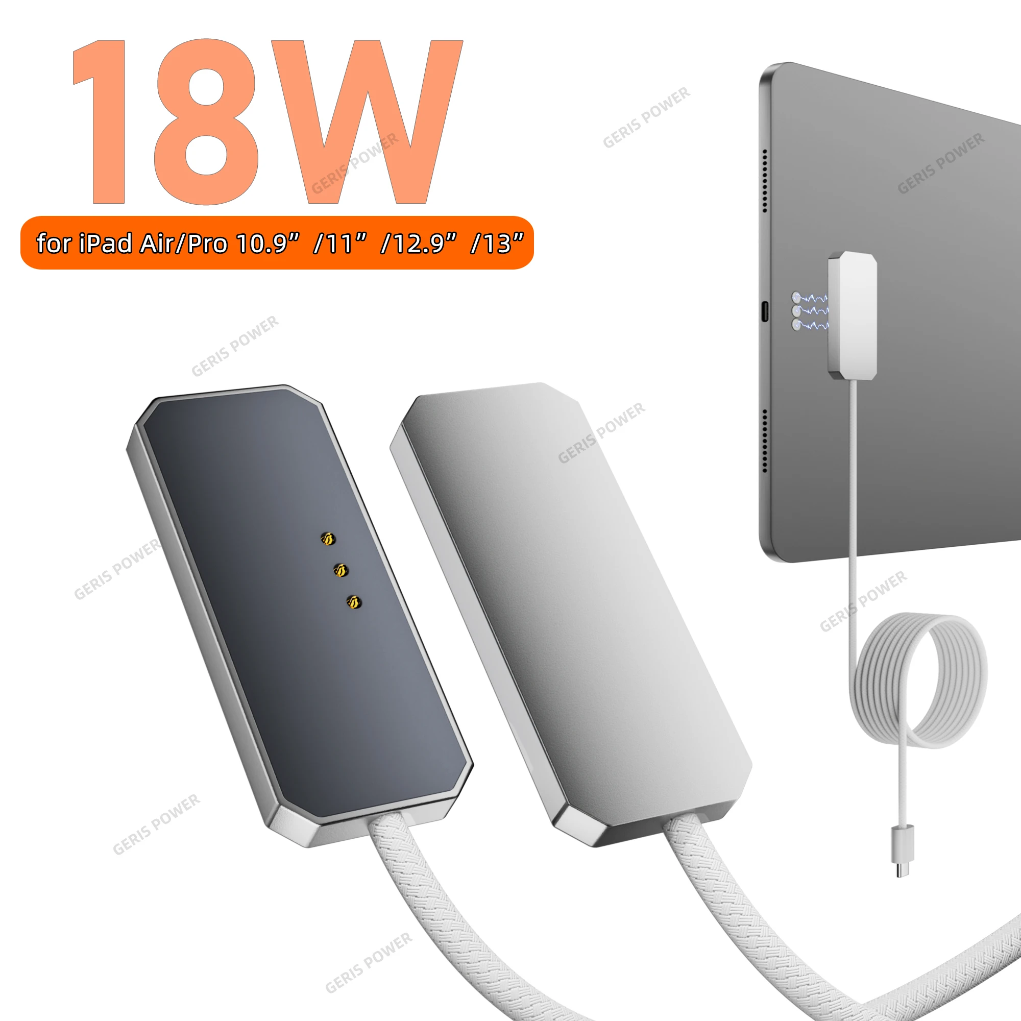 Ma​gnetic Charging Cable Cord 18W USB Type C PD Power Adapter Converter for iPad Air 4/5 10.9