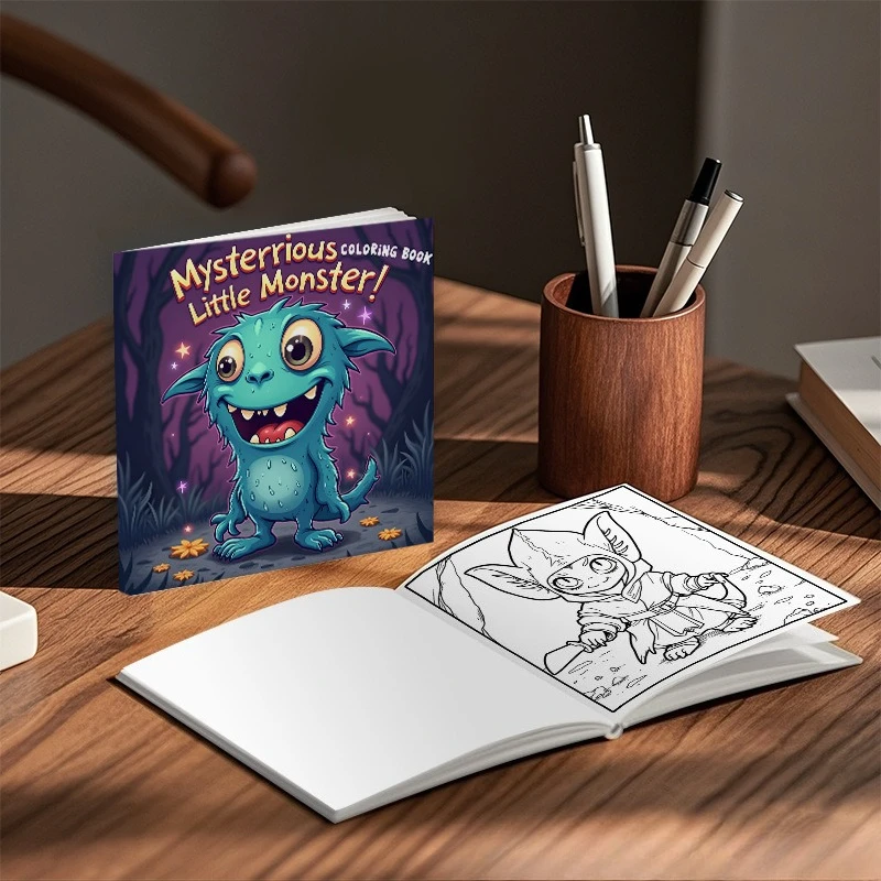 Mysterrious Little Monster Coloring Book Cute Gothic Spooky Creature Night Forest Stress Relief Drawing Book