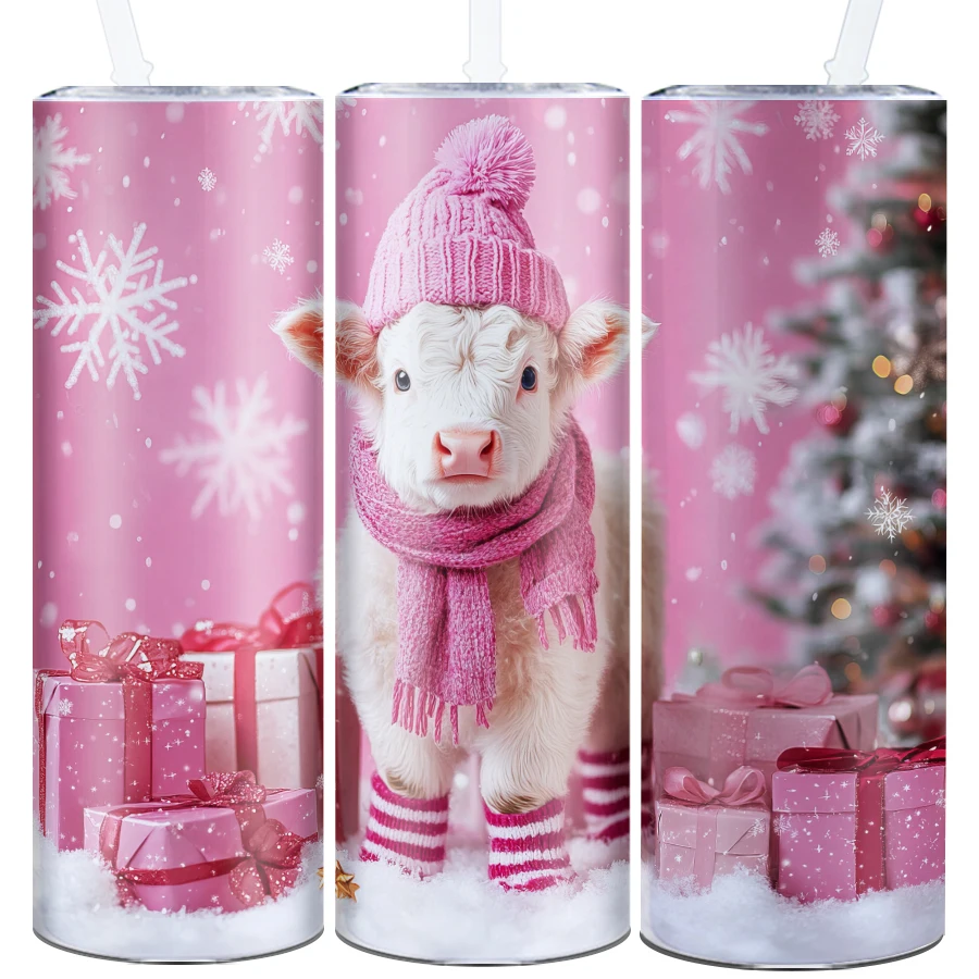 20oz Coffee Mugs Straw Lid 1Pc Hot Cold Insulated Drink Bottle Tea Mugs Milk Cups 3D Print Animal Xmas Halloween Family Decors