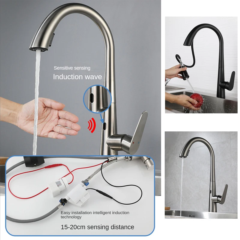 Faucet Kitche Home And Kitchen Intelligent Faucet Infrared Sensing WaterTap Hot Cold Steam Deck Smart Kitchen Faucet Gourmet
