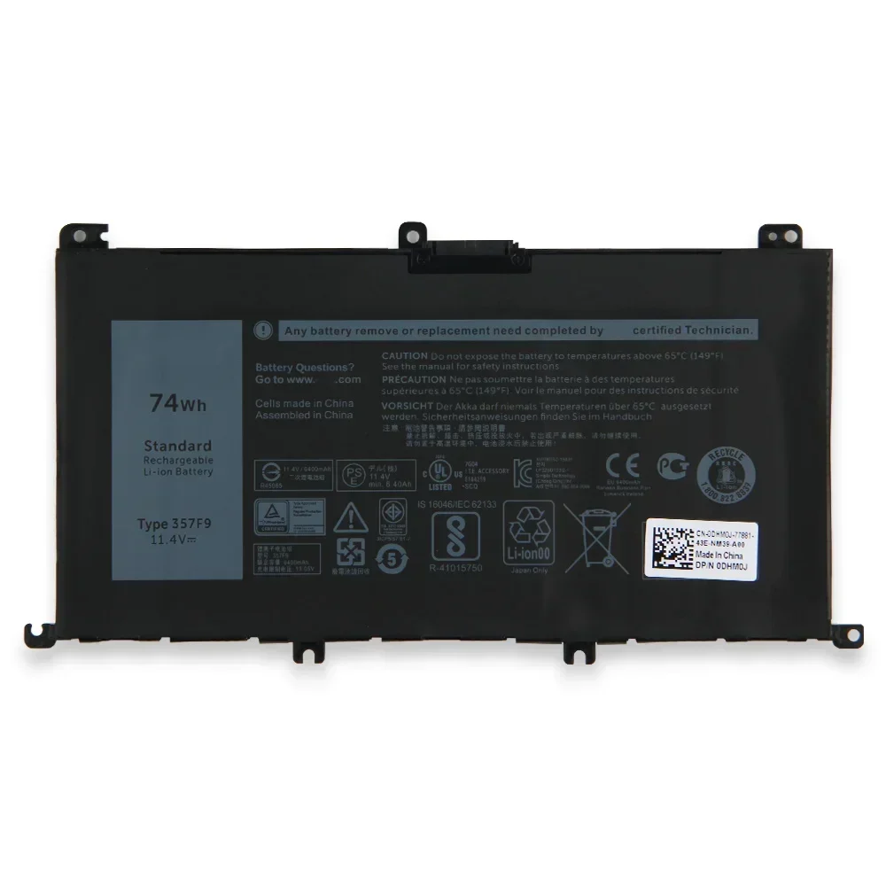بطارية كمبيوتر محمول 74Wh 357F9 71JF4 لأجهزة Dell Inspiron 15 "7000 7559 7557 7566 7567 7759 مع أدوات