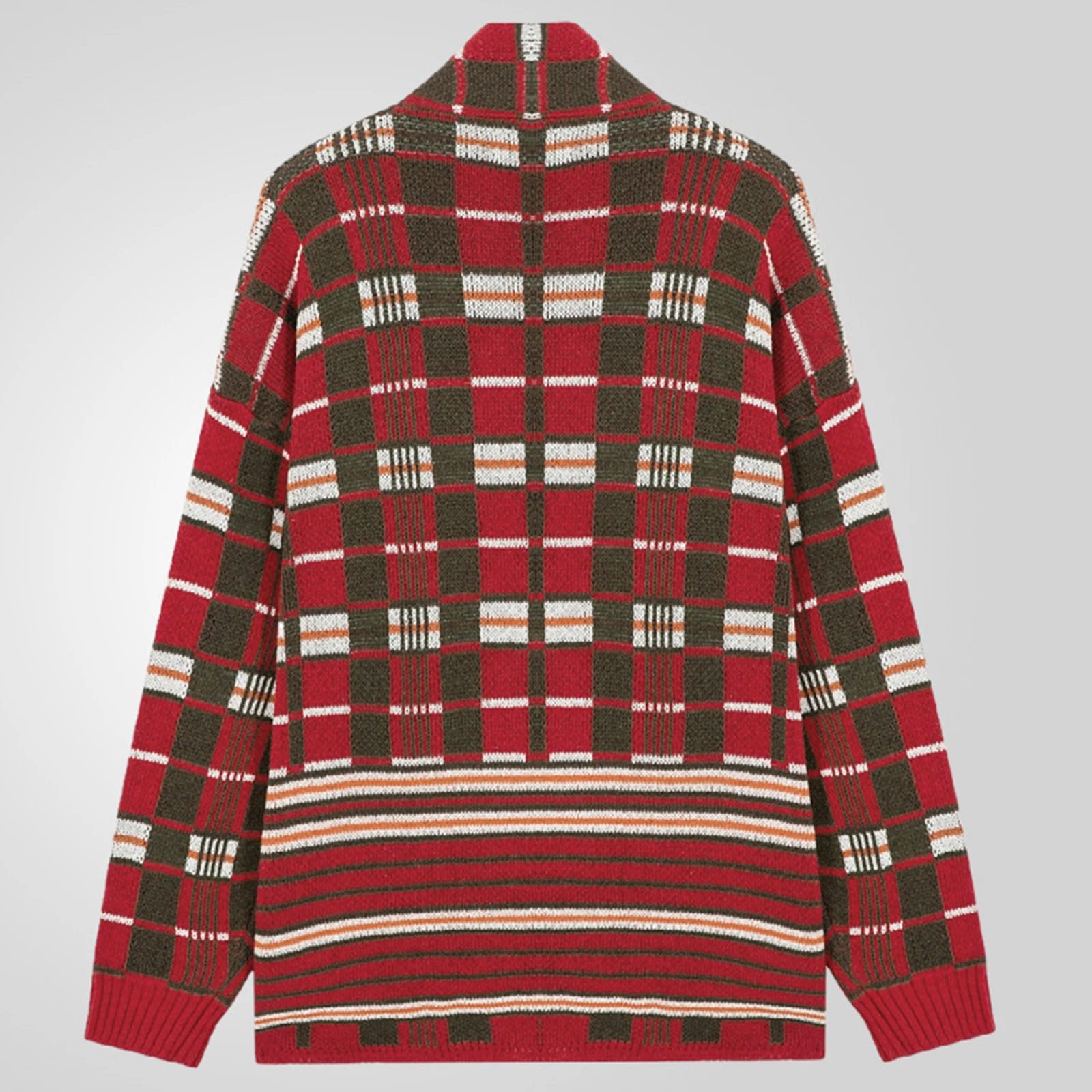 الرجعية المرأة الخريف الشتاء سترة سترة طويلة الأكمام مفتوحة الجبهة منقوشة طباعة تريكو