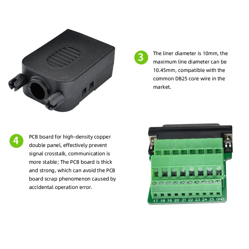 DB25 Solderless Wire Plug DR25 Pin Welding-free Male Female Head 25PIN Breakout Board Terminal Parallel/Serial Port Adapter