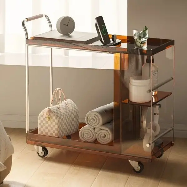 الشمال عربة الاكريليك الجرف ضوء غرفة المعيشة الفاخرة الجانب عدد قليل من بسيطة المنقولة الطعام سيارة أثاث القرون الوسطى خزانة جانبية