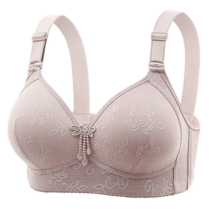 New Women Mom Bra Large Size Thin Cup Elderly Women Female Full-cup Brassiere Non-magnetic Non-steel Ring Ladies Mom Underwear