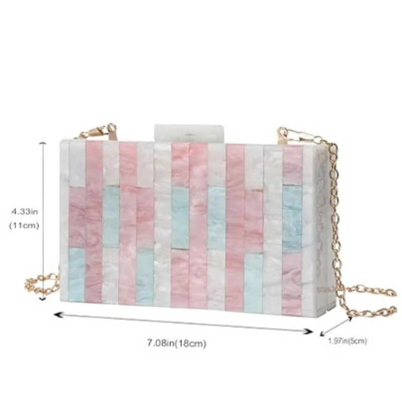السيدات عشاء حقيبة اللون الربط الاكريليك موضة الاتجاه حقيبة يد سلسلة حقيبة كتف حقائب اليد السيدات Pochette Soirée فام Mariage #6